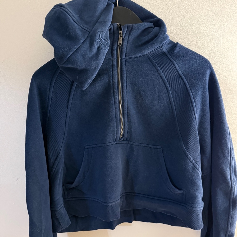 Oversized Scuba Cropped Half-Zip Hoodie - M/L